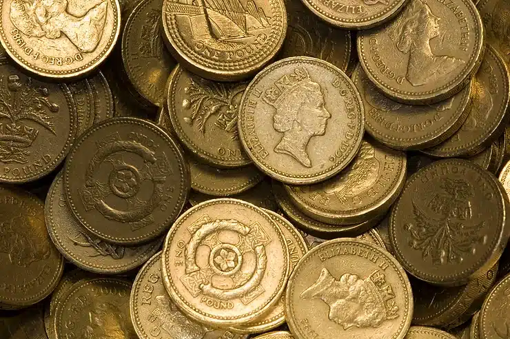 a pile of pound coins