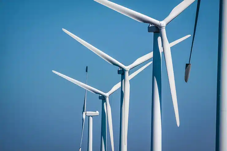 row of wind turbines